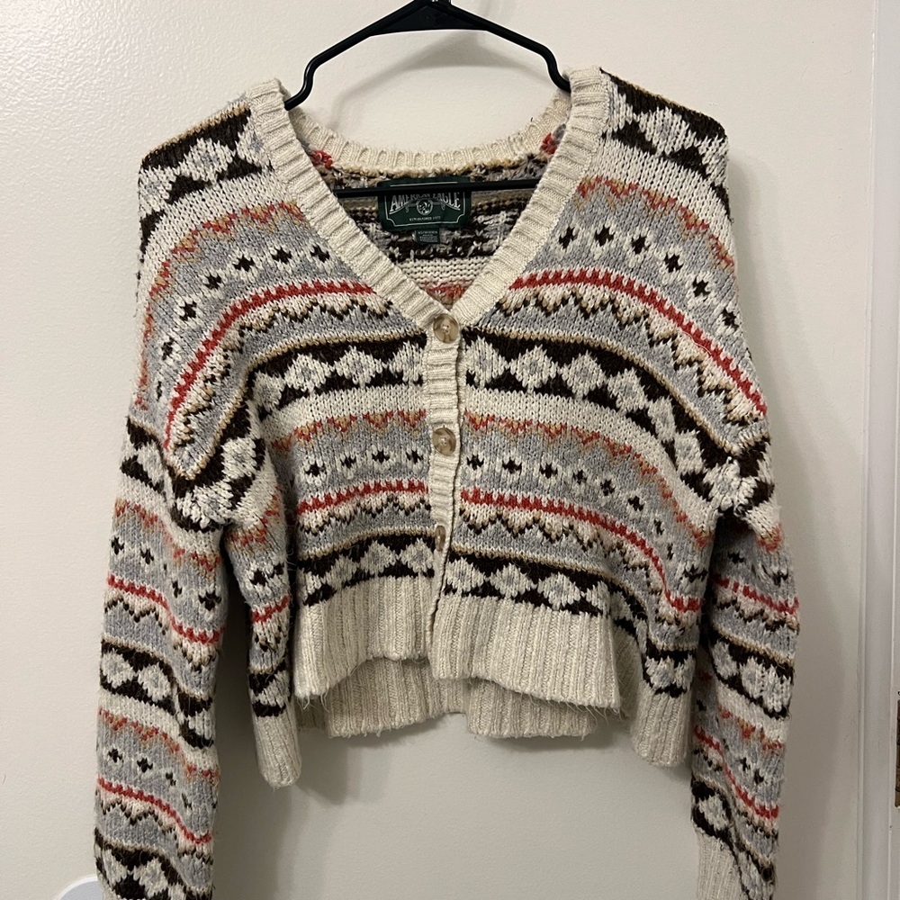American Eagle Cozy Multicolor Patterned Women's Sweater
